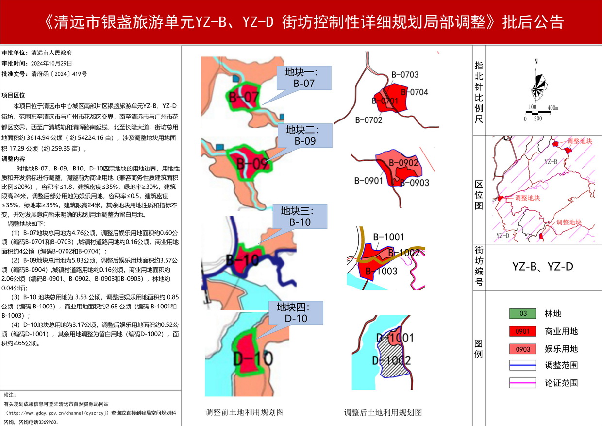 《清遠市銀盞旅游單元YZ-B、YZ-D 街坊控制性詳細規(guī)劃局部調整》批后公告--s.jpg